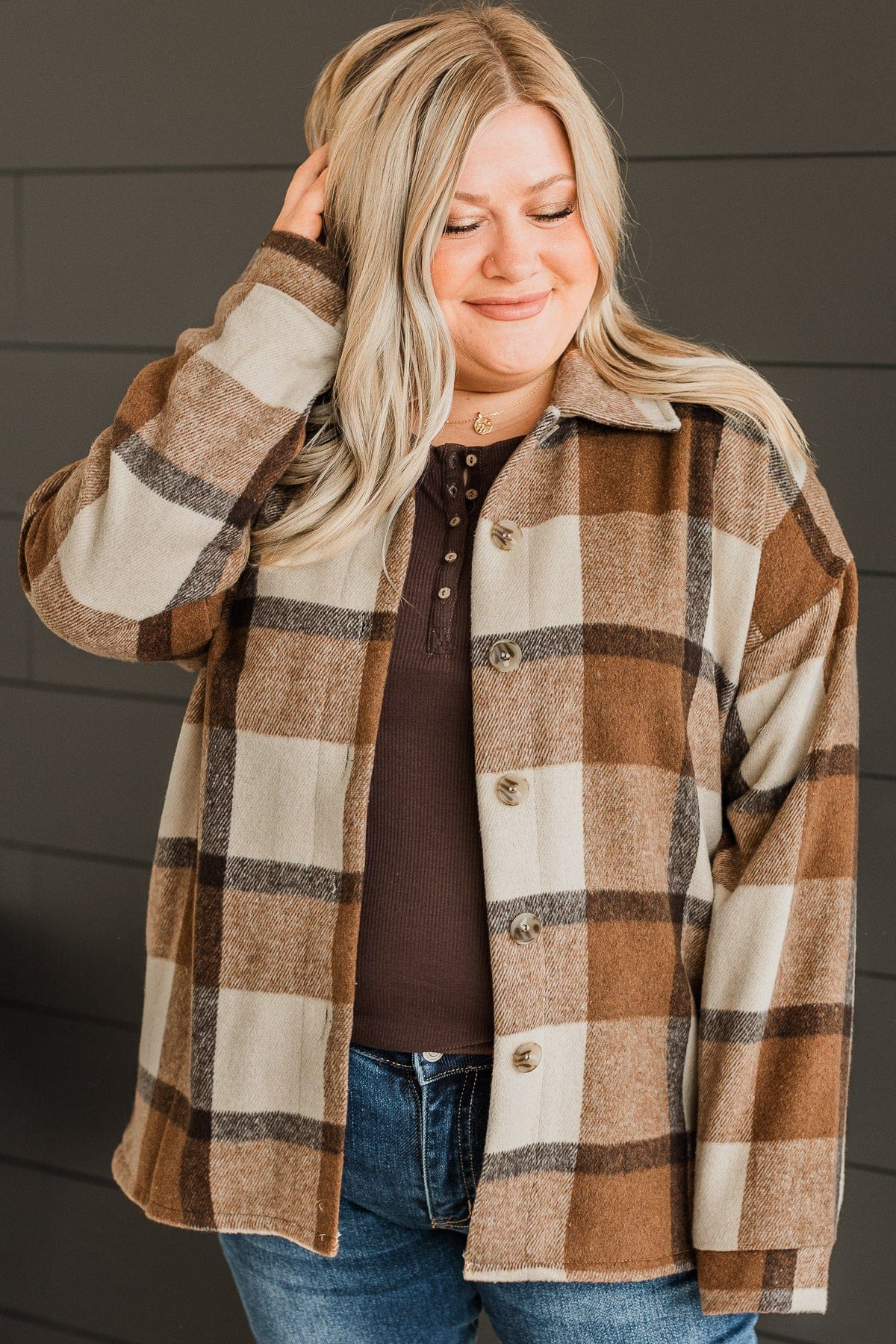 Campfire Nights Plaid Jacket- Brown & Cream - Image 2