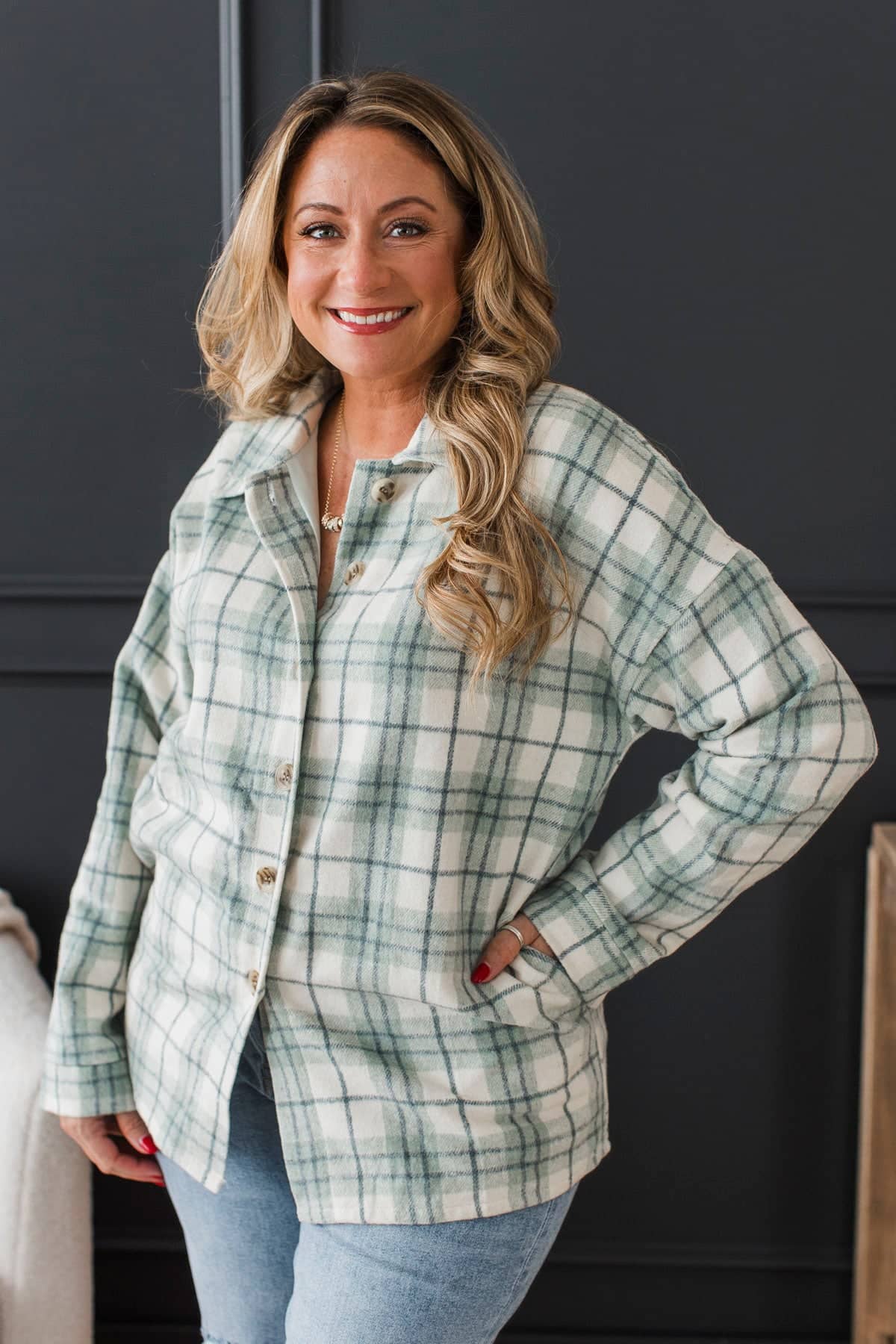 Campfire Nights Plaid Jacket- Mint - Image 2