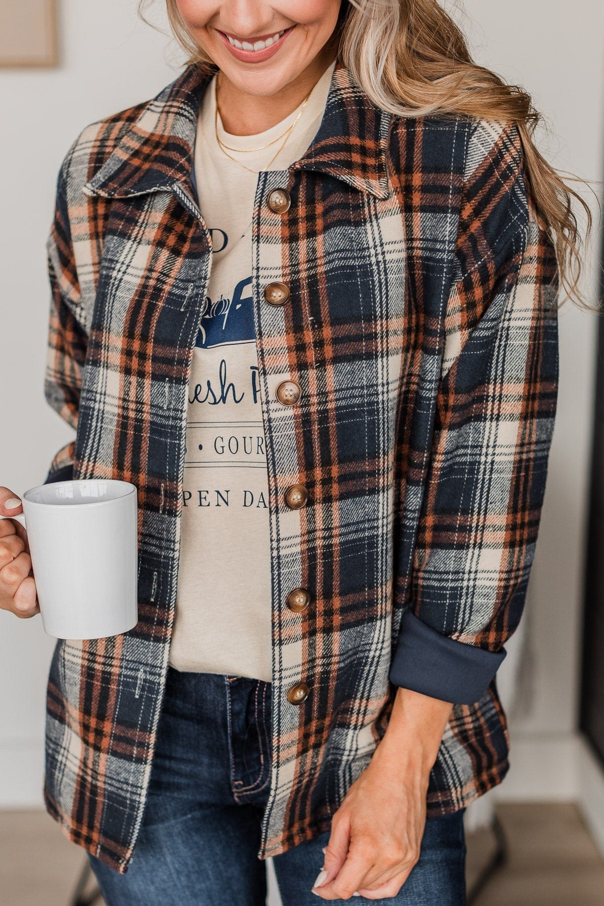 Campfire Nights Plaid Jacket- Navy - Image 5