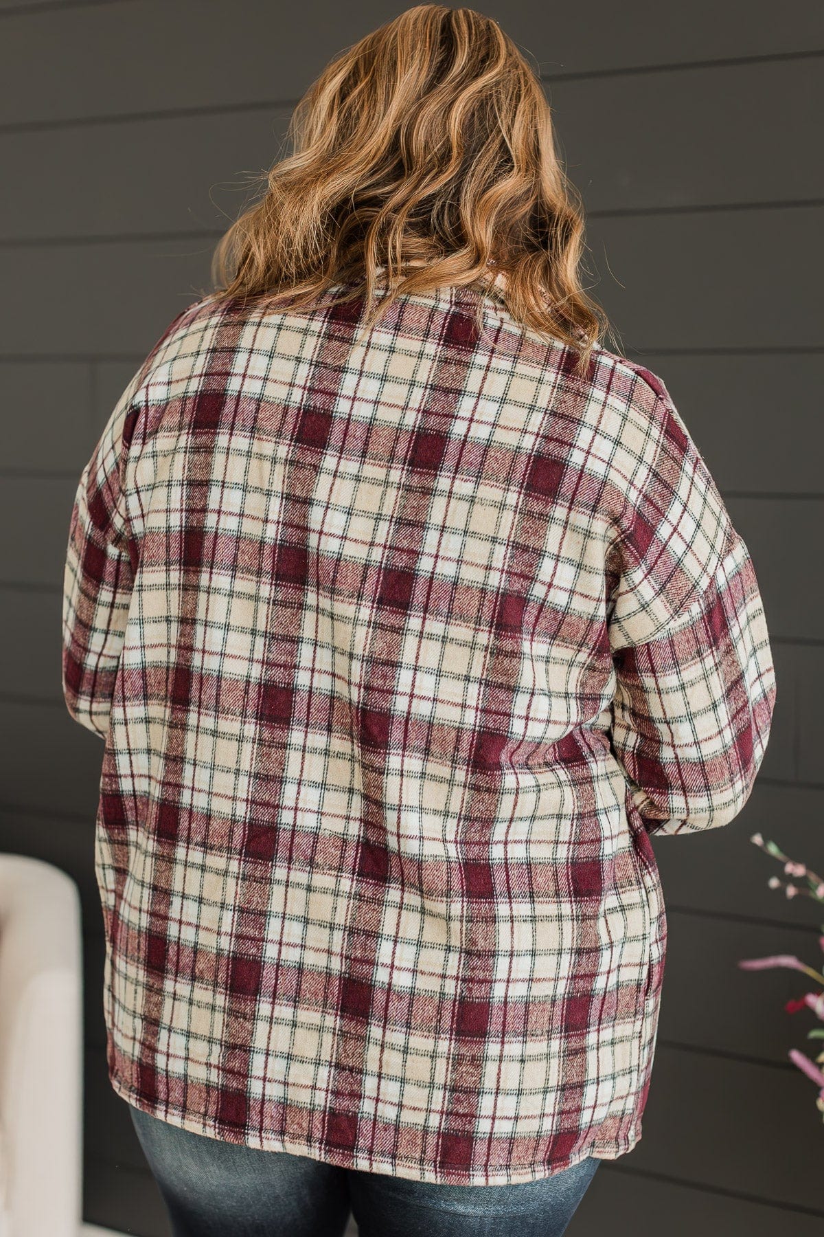 Campfire Nights Plaid Jacket- Plum & Beige - Image 10