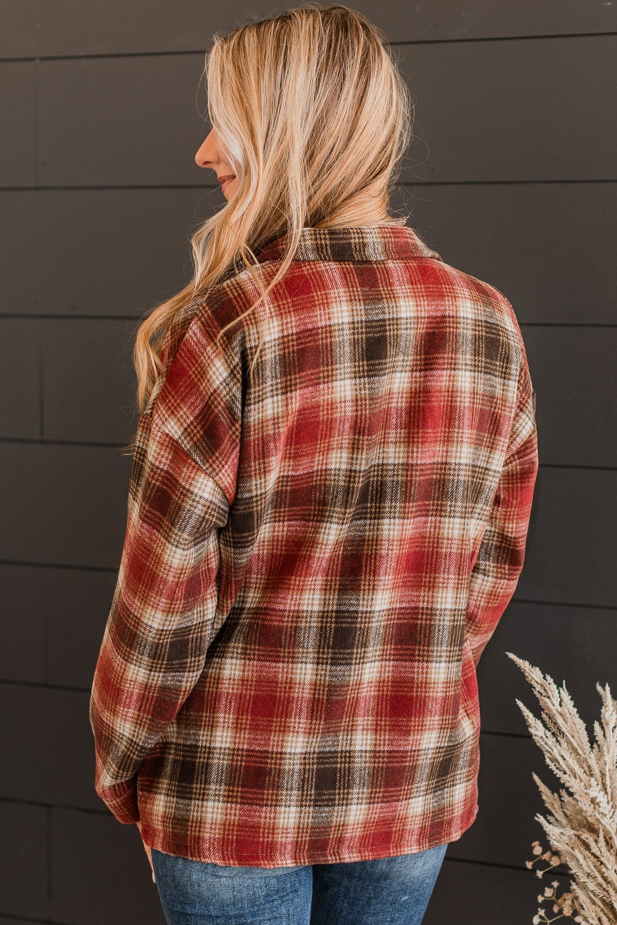 Campfire Nights Plaid Jacket- Red & Brown - Image 7