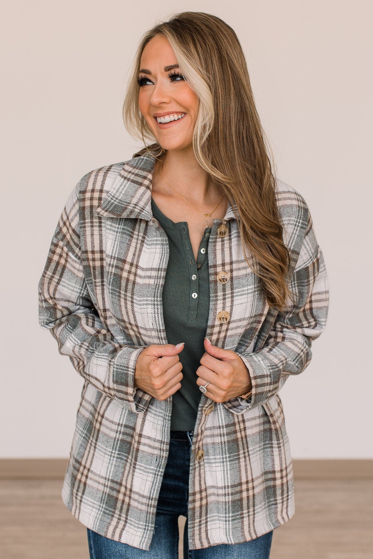 Campfire Nights Plaid Jacket- Sage - Image 10