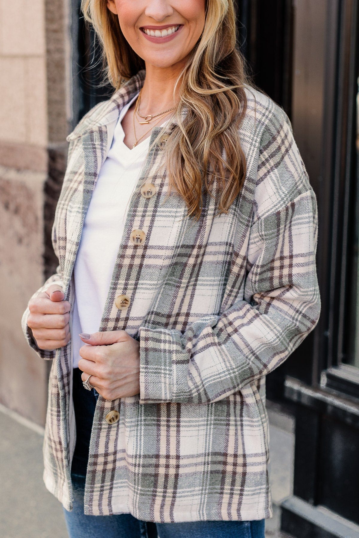 Campfire Nights Plaid Jacket- Sage - Image 13