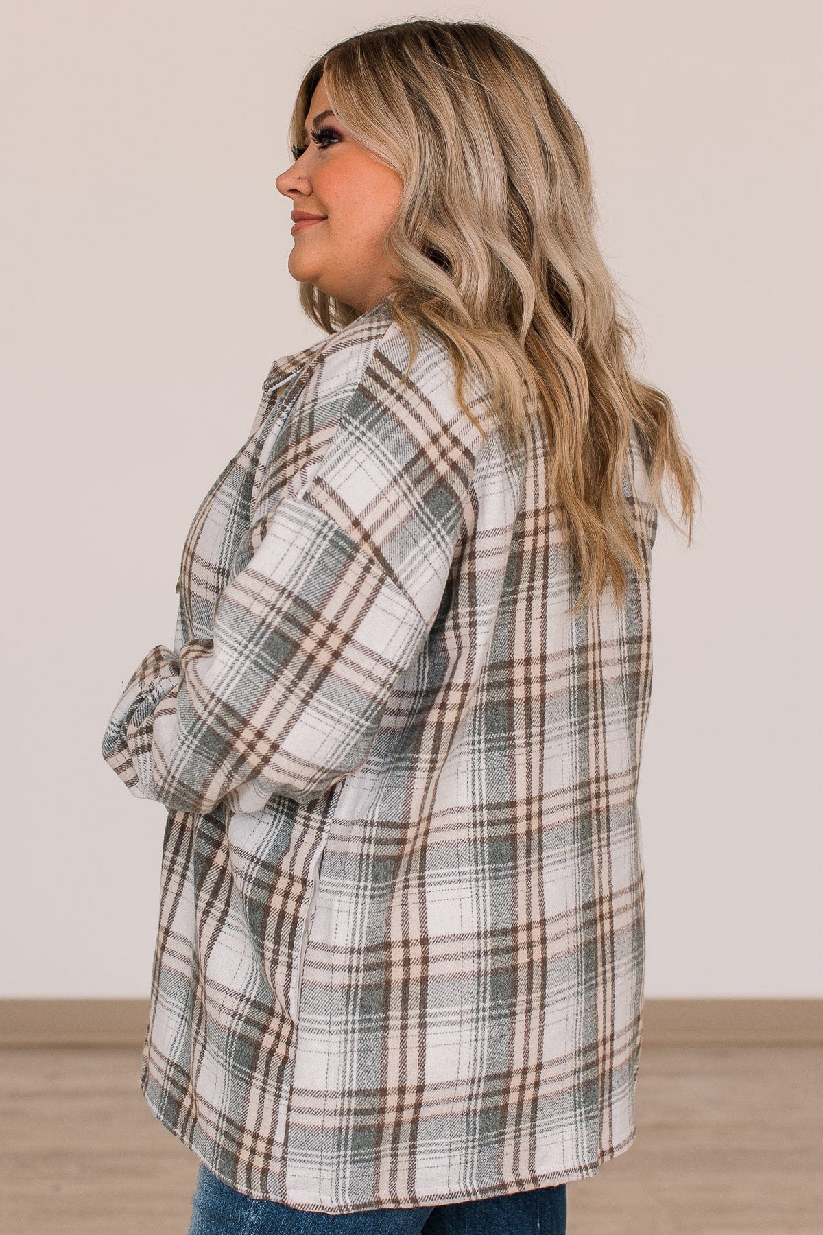 Campfire Nights Plaid Jacket- Sage - Image 8