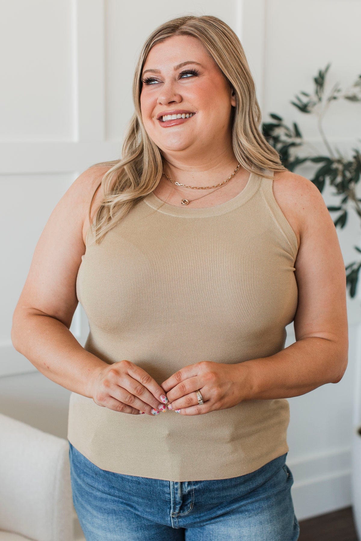 Can't Be Outdone Knit Tank Top- Tan - Image 4