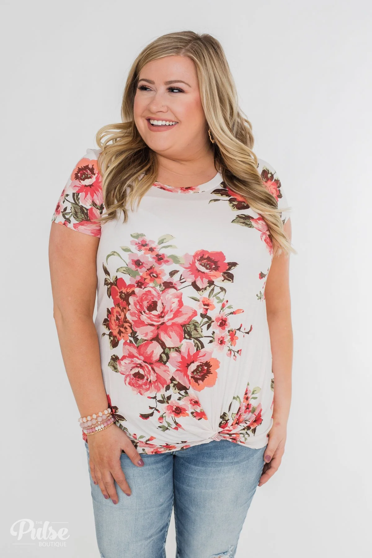 Can't Compare Floral Knot Top- Ivory - Image 11