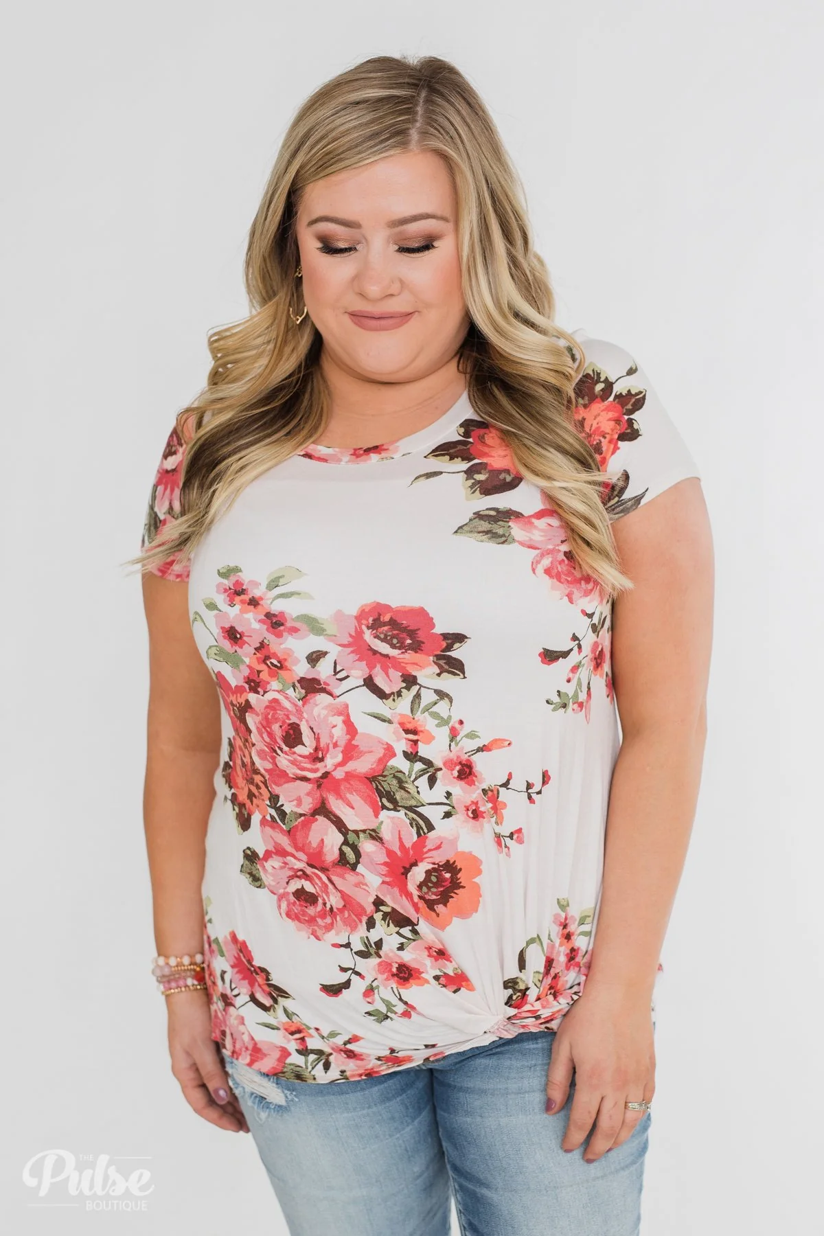 Can't Compare Floral Knot Top- Ivory - Image 12