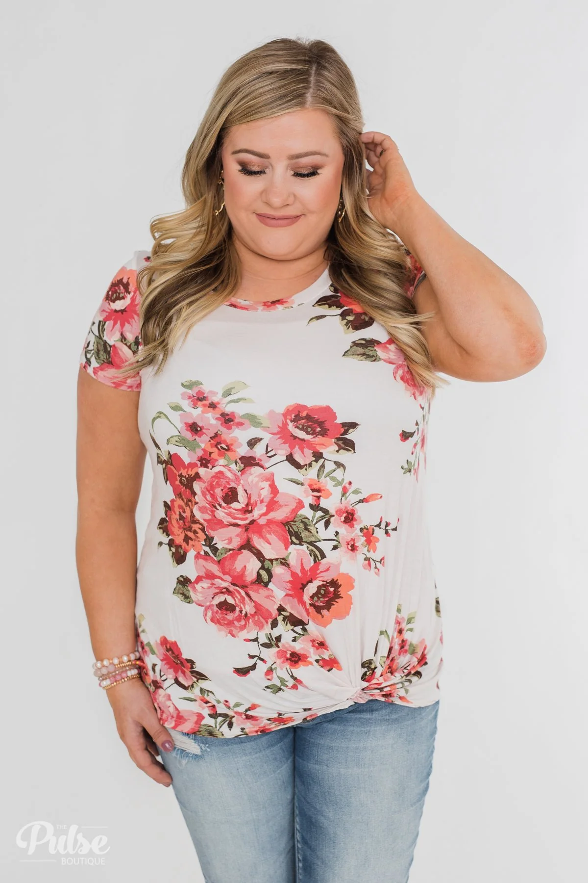 Can't Compare Floral Knot Top- Ivory - Image 13