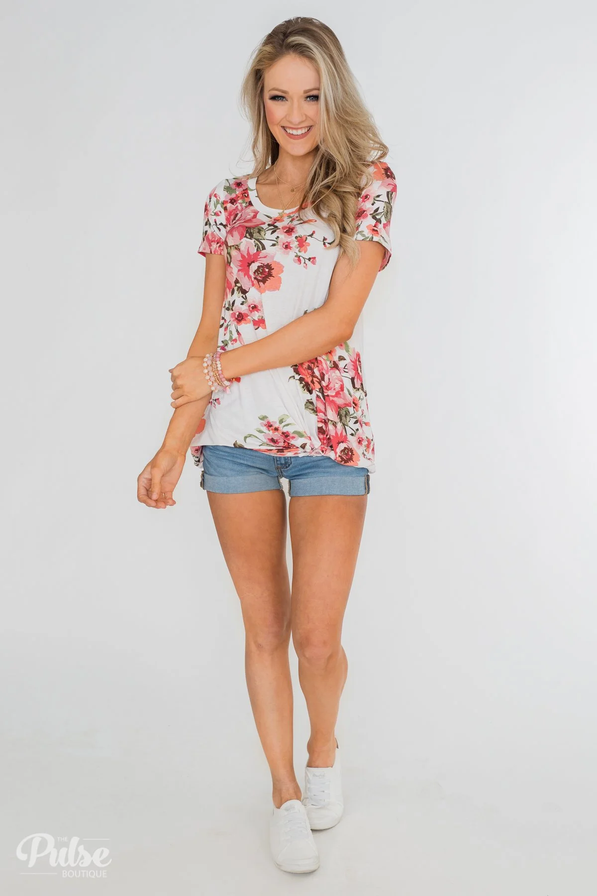Can't Compare Floral Knot Top- Ivory - Image 3