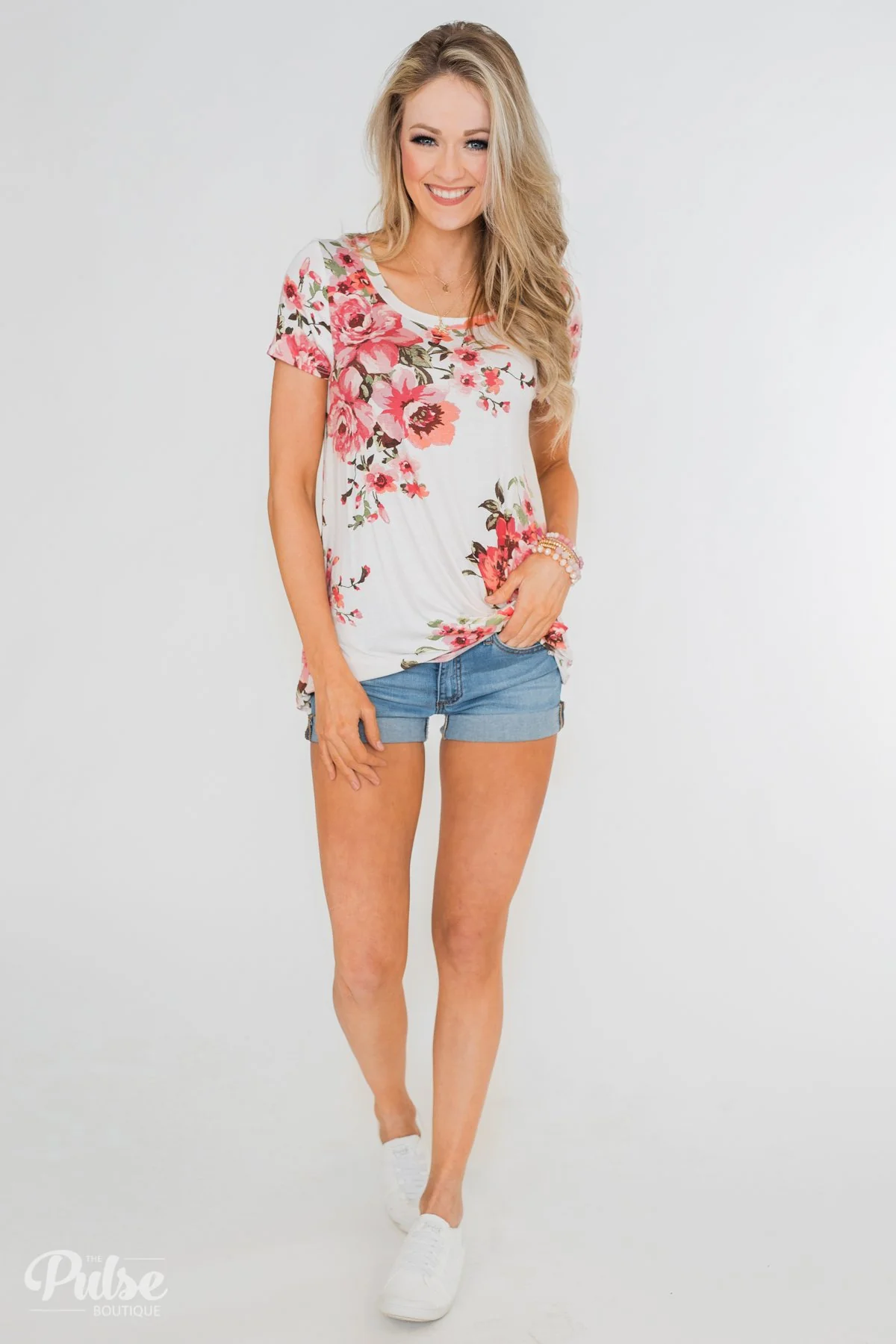 Can't Compare Floral Knot Top- Ivory - Image 4