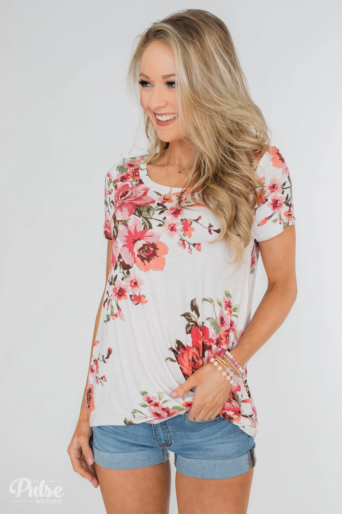 Can't Compare Floral Knot Top- Ivory - Image 8