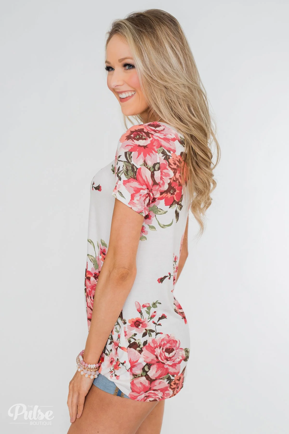 Can't Compare Floral Knot Top- Ivory - Image 9