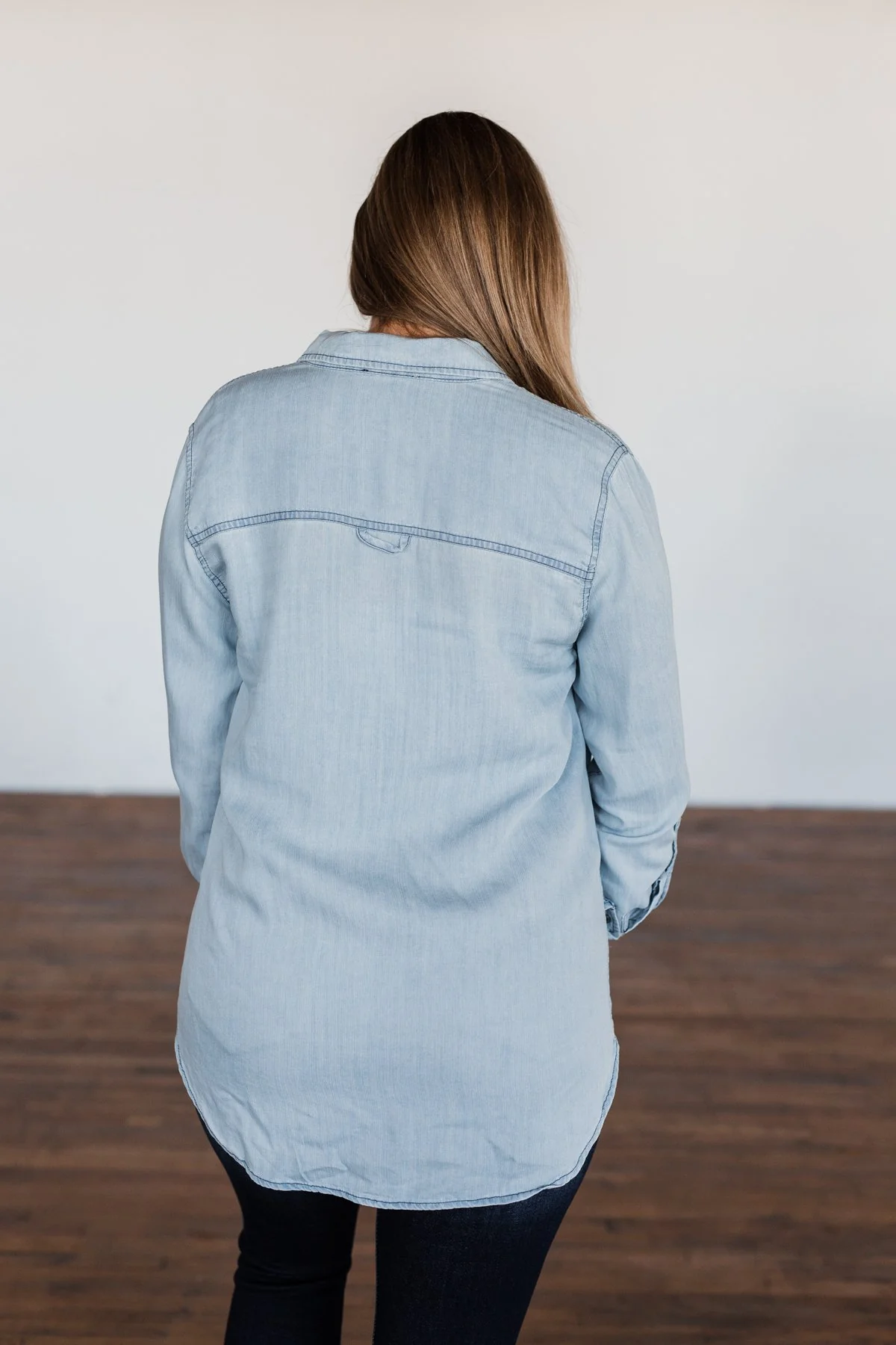 Can't Contain Myself Chambray Top- Light Denim - Image 14