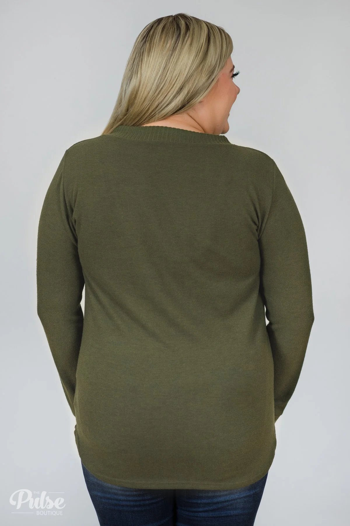 Can't Forget You V-Neck Top- Olive - Image 10