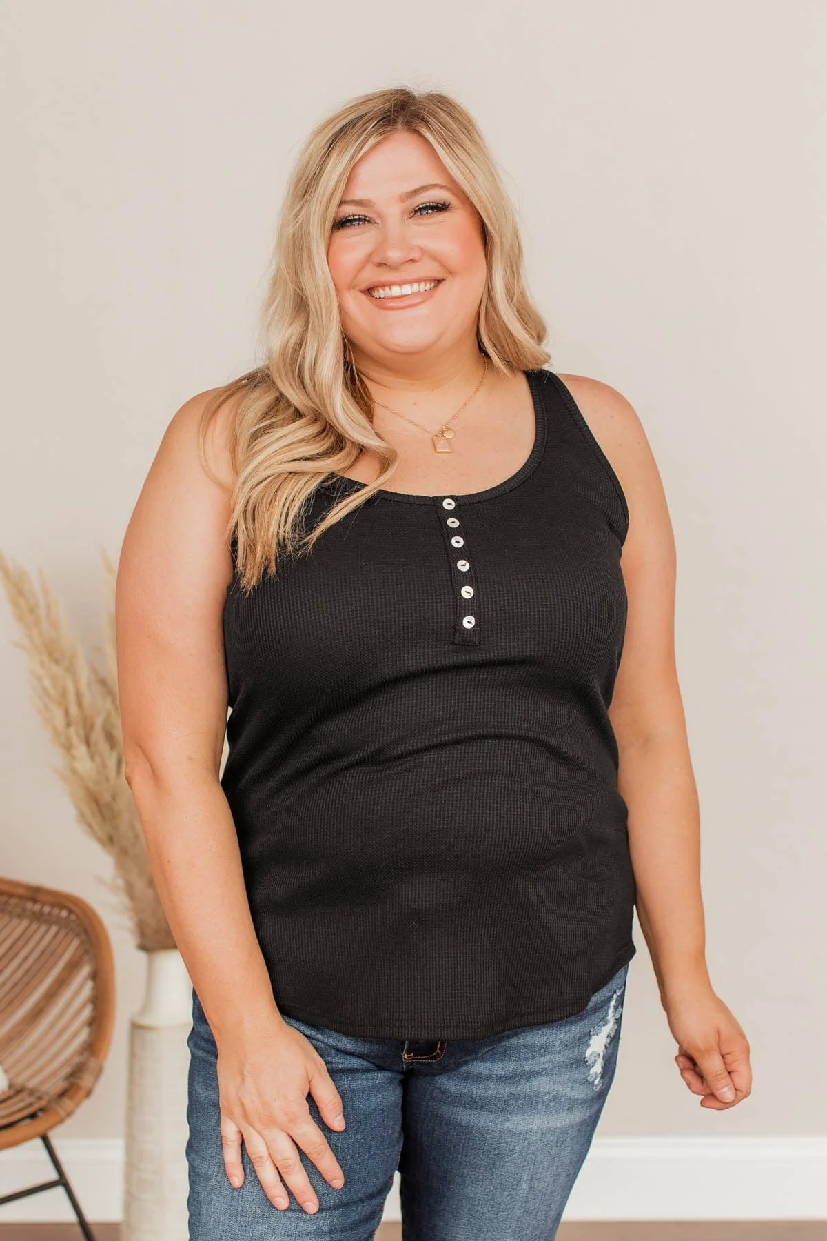 Can't Get The Best Of Me Knit Tank- Black - Image 3