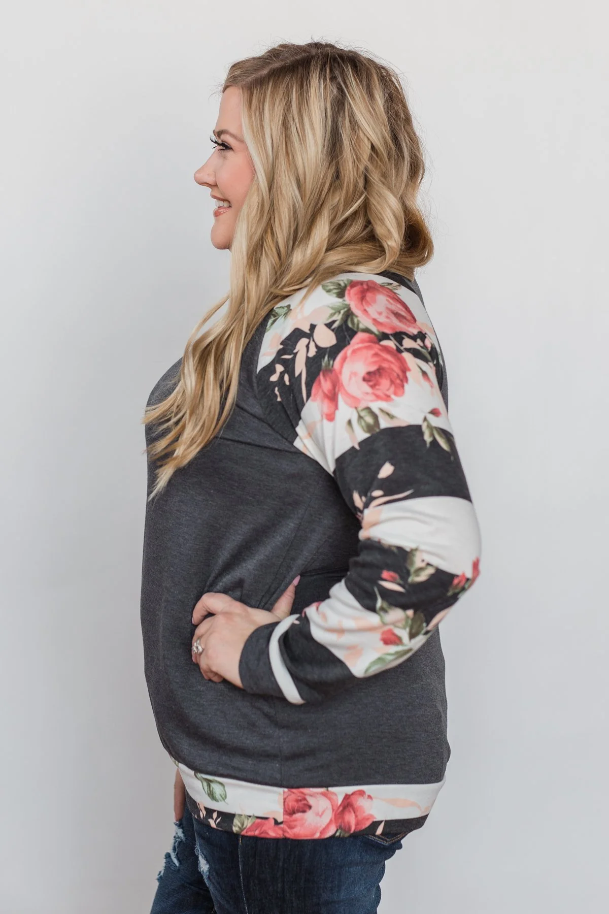 Can't Help Myself Long Sleeve Top- Charcoal - Image 11