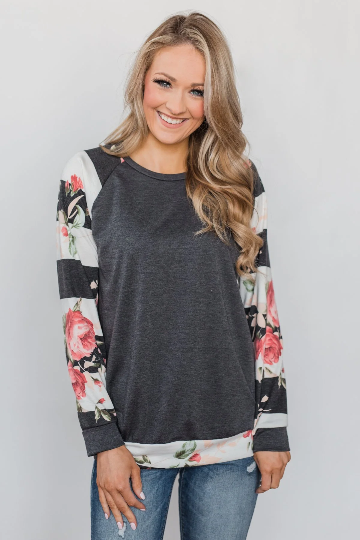 Can't Help Myself Long Sleeve Top- Charcoal - Image 6