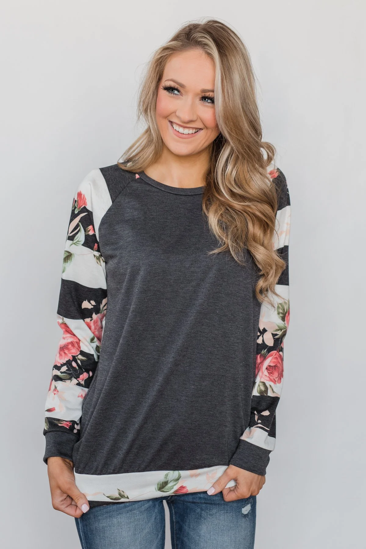 Can't Help Myself Long Sleeve Top- Charcoal - Image 7