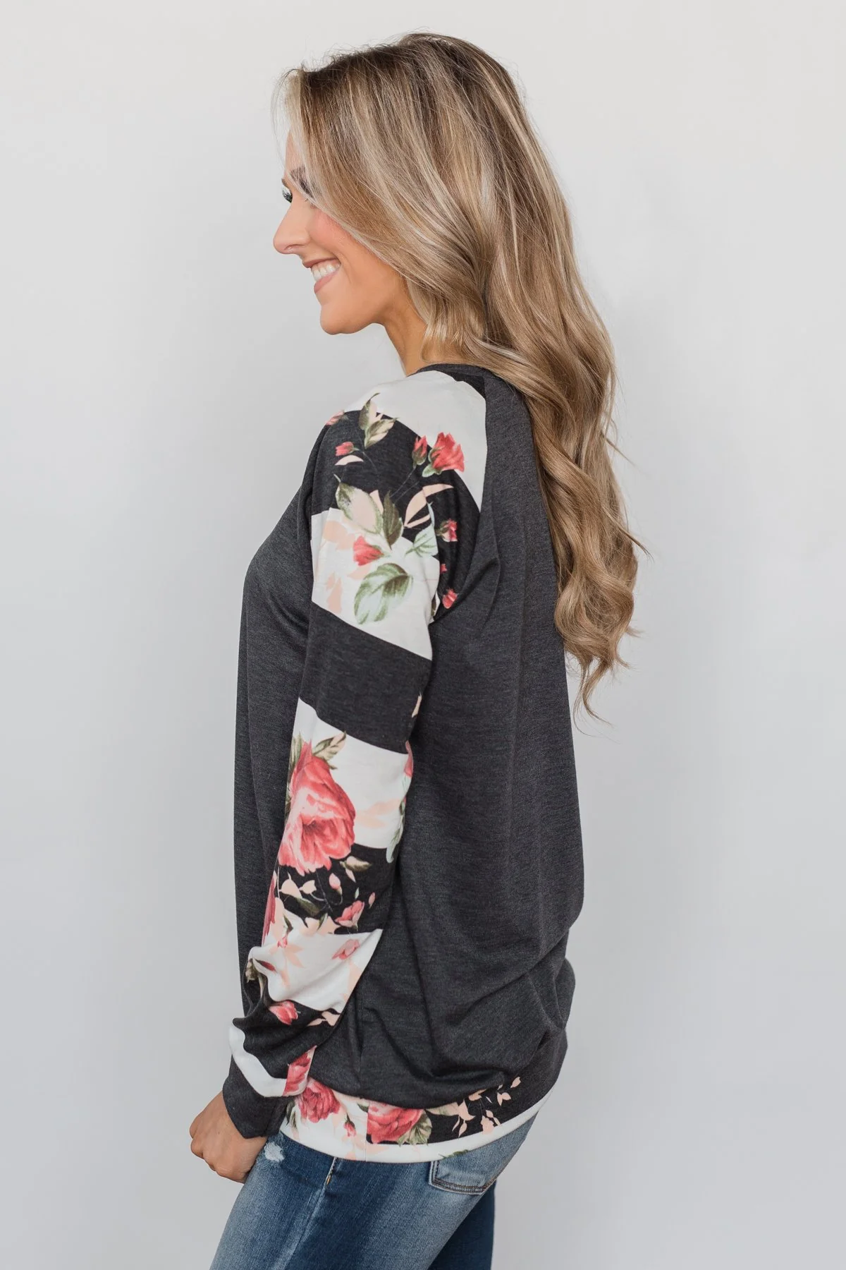 Can't Help Myself Long Sleeve Top- Charcoal - Image 8