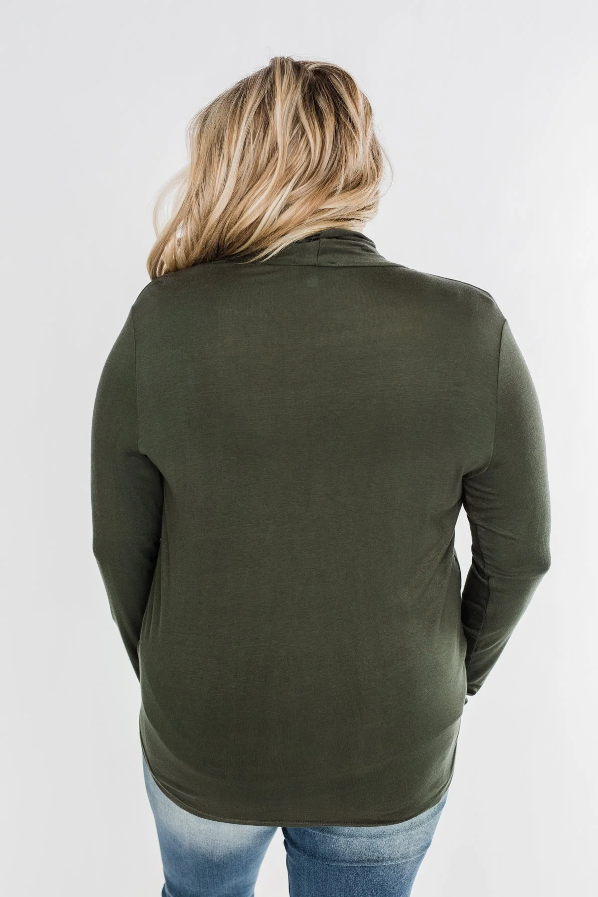 Can't Help This Feeling Front Wrap Top- Olive - Image 11