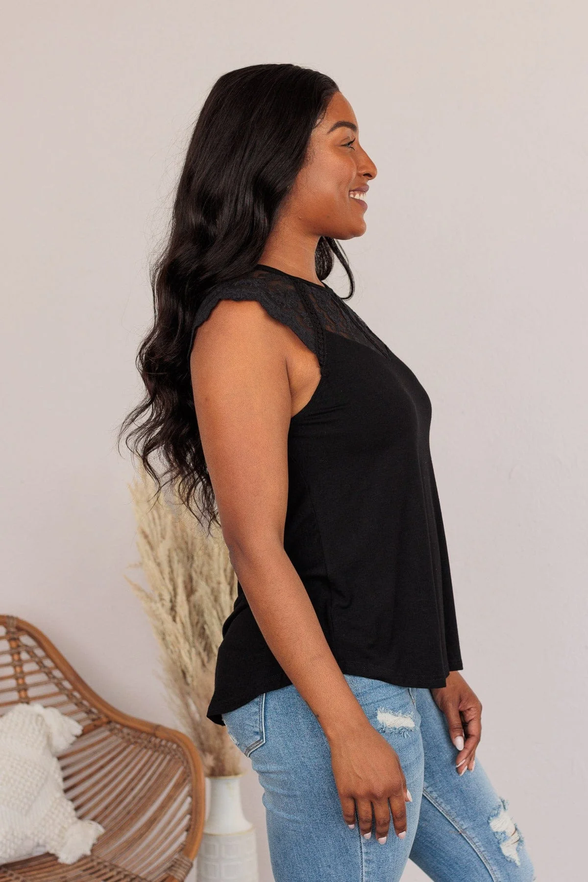 Can't Ignore You Lace Top- Black - Image 8