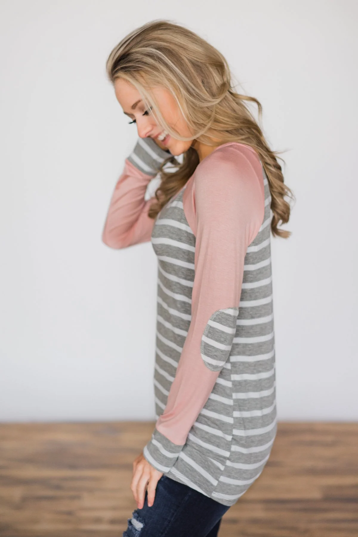 Can't Let You Go ~ Pink & Grey Striped Top - Image 3