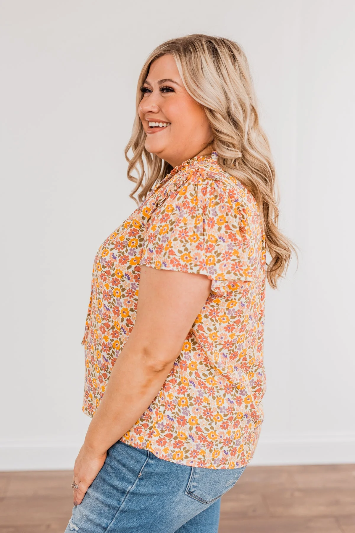 Can't Outshine Me Floral Top- Orange & Pink - Image 4