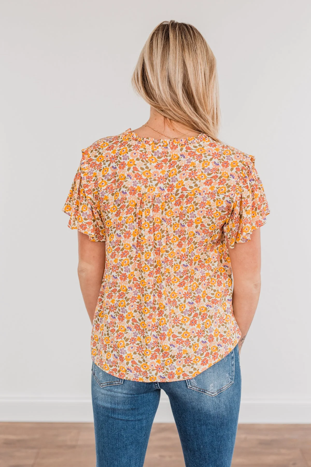 Can't Outshine Me Floral Top- Orange & Pink - Image 6