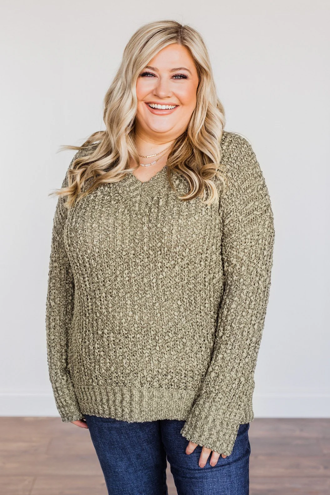 Can't Phase Me Knit Sweater- Olive - Image 6