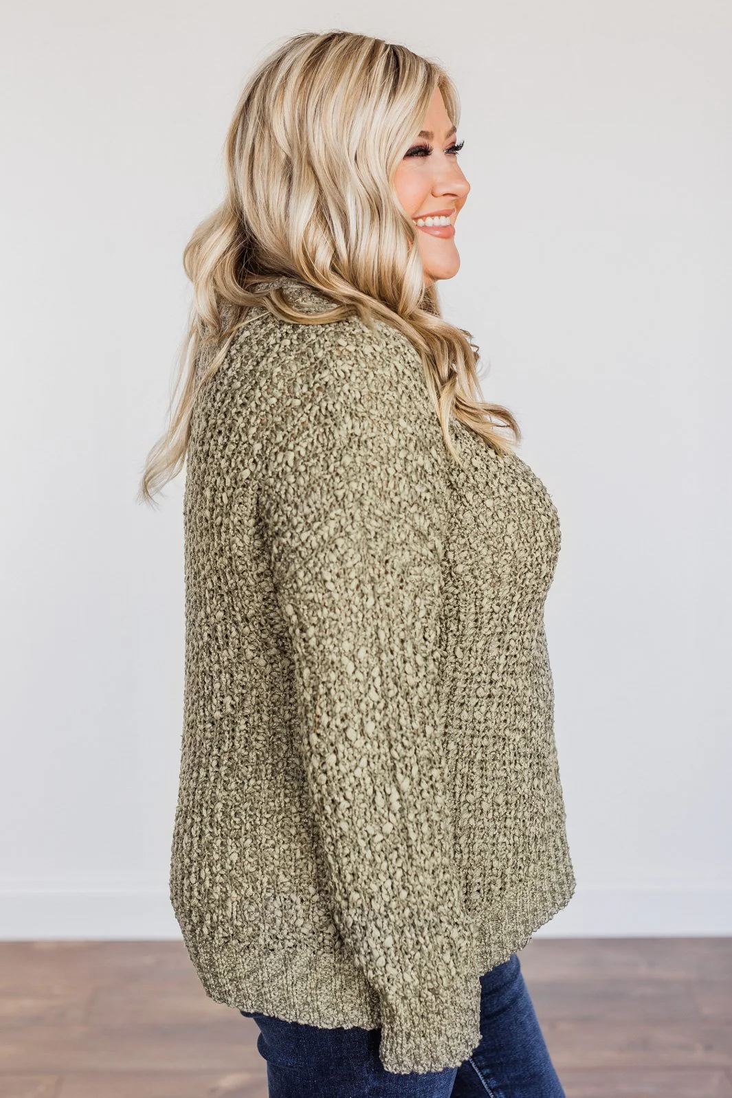 Can't Phase Me Knit Sweater- Olive - Image 9