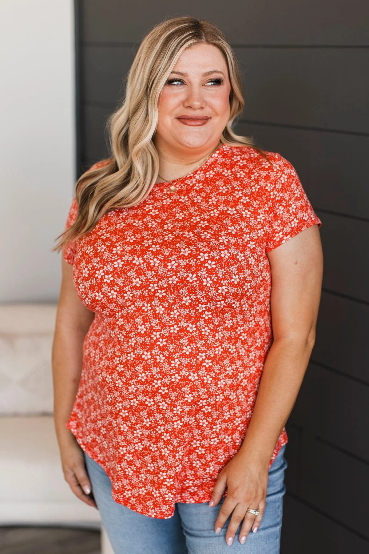 Can't Pretend Short Sleeve Floral Top- Coral - Image 2