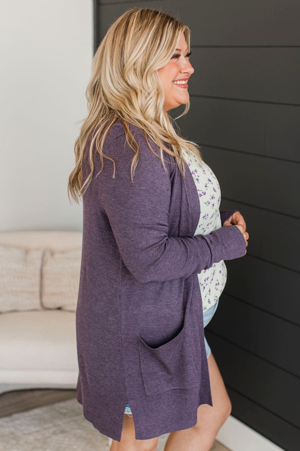 Can't Resist This Knit Cardigan- Eggplant - Image 6