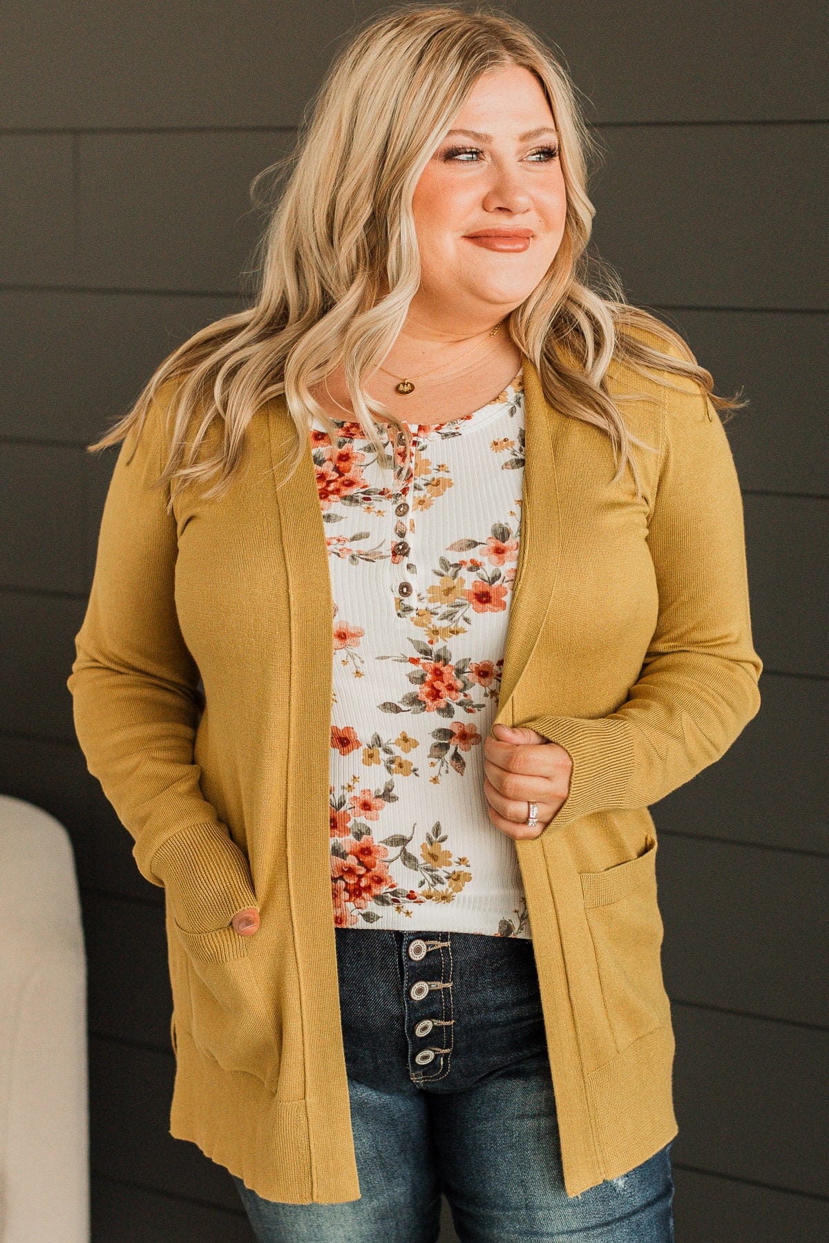 Can't Resist This Knit Cardigan- Goldenrod - Image 4