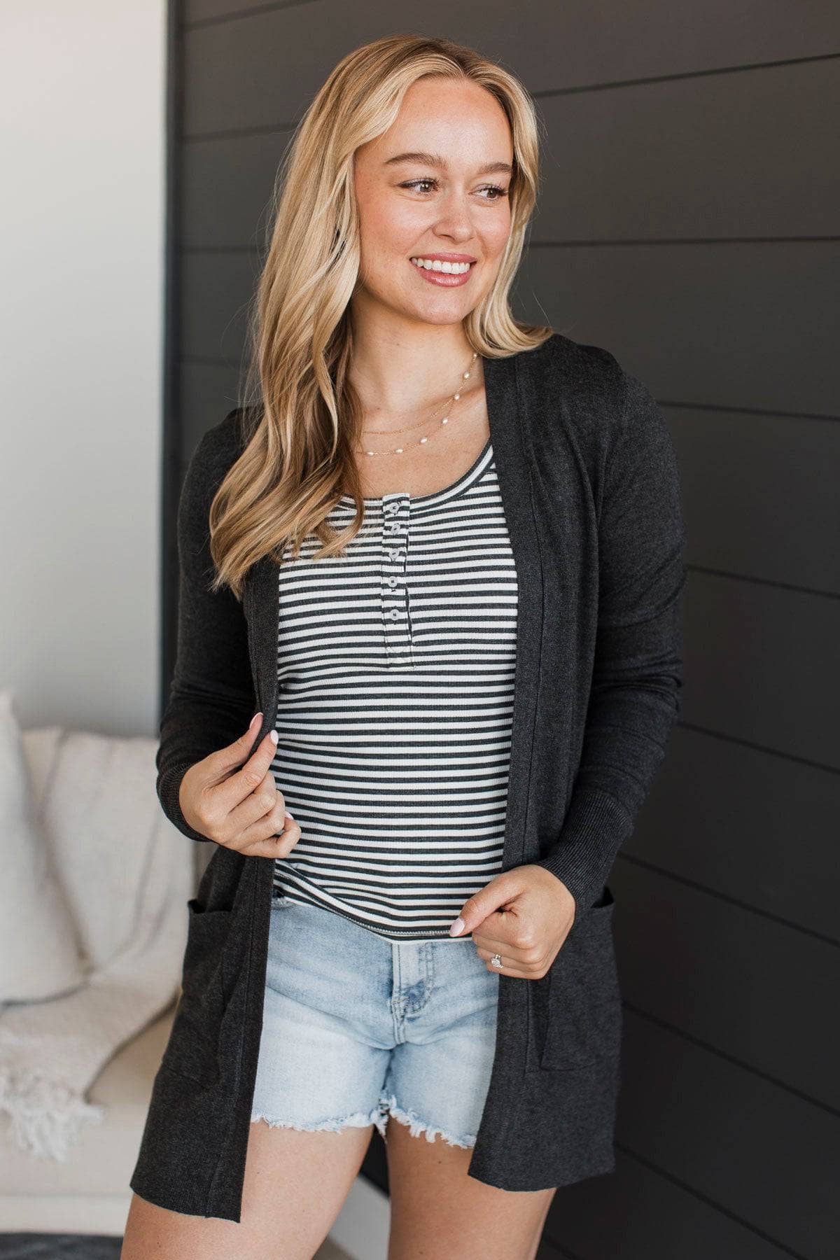 Can't Resist This Knit Cardigan- Heather Charcoal