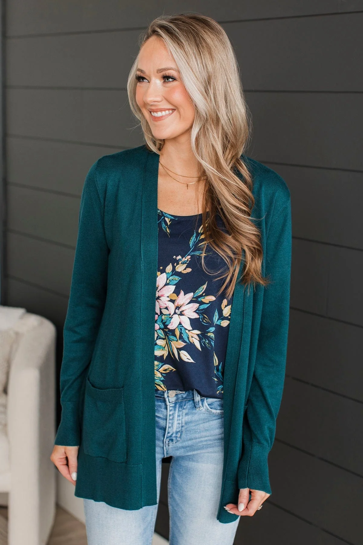 Can't Resist This Knit Cardigan- Peacock Blue - Image 3
