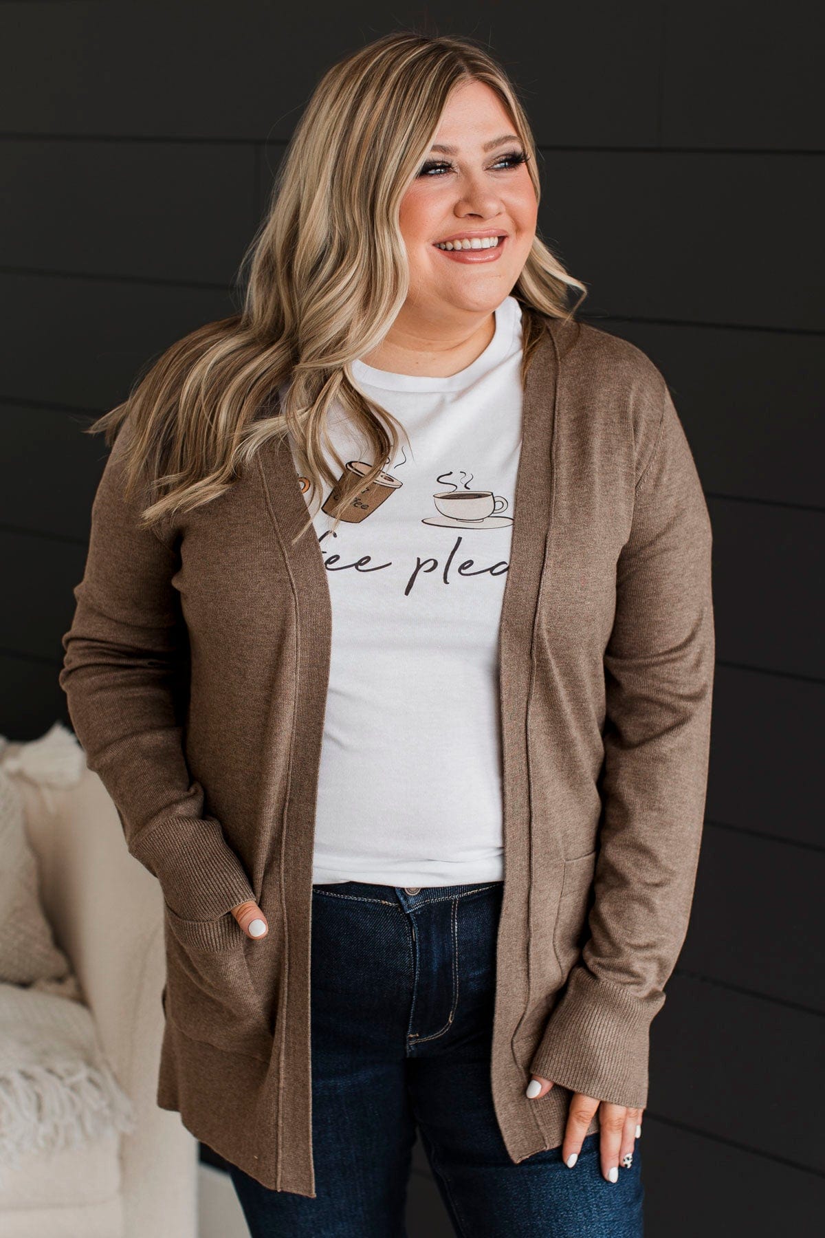 Can't Resist This Knit Cardigan- Taupe - Image 2