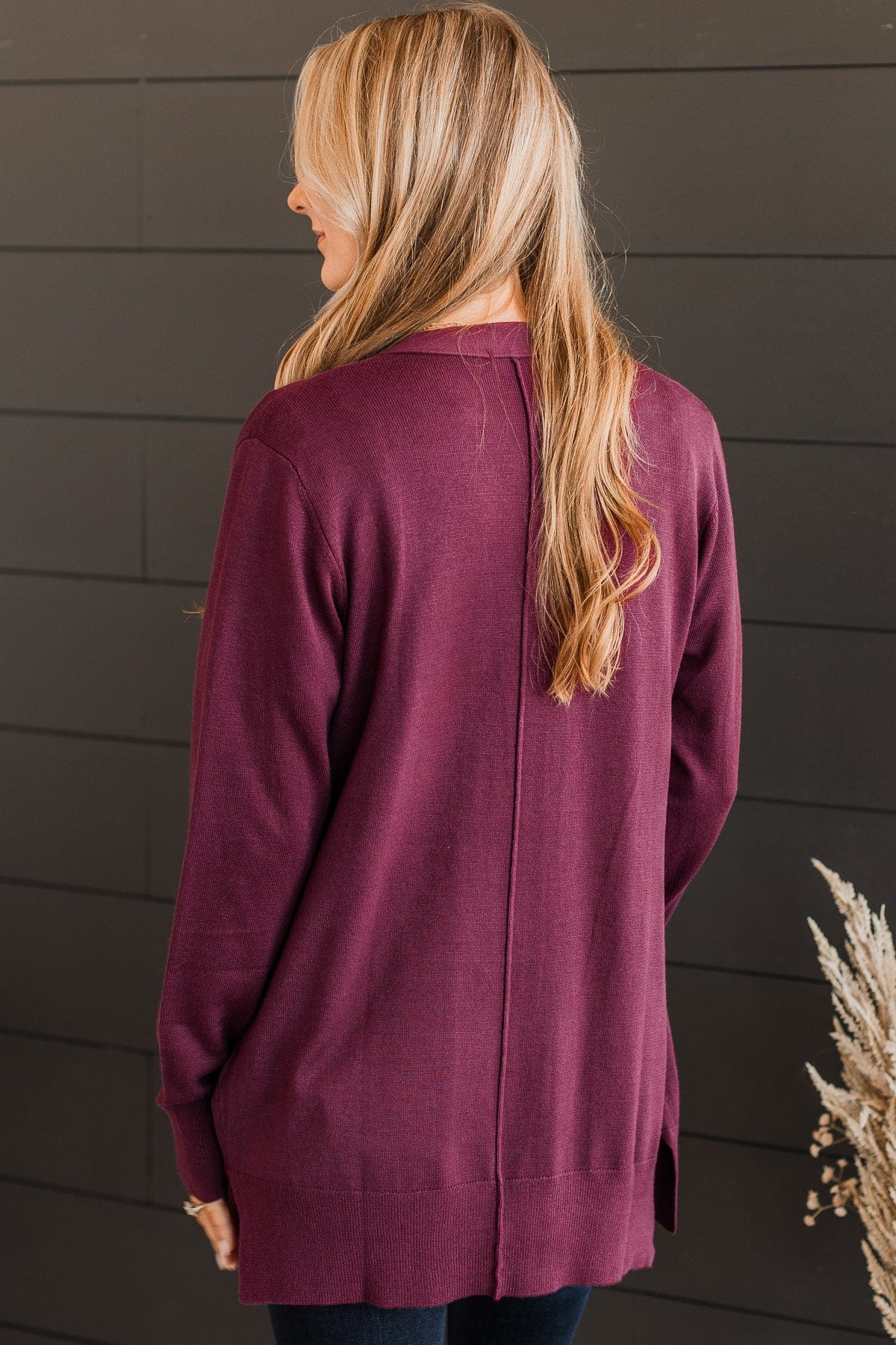 Can't Resist This Knit Cardigan- Wine - Image 7