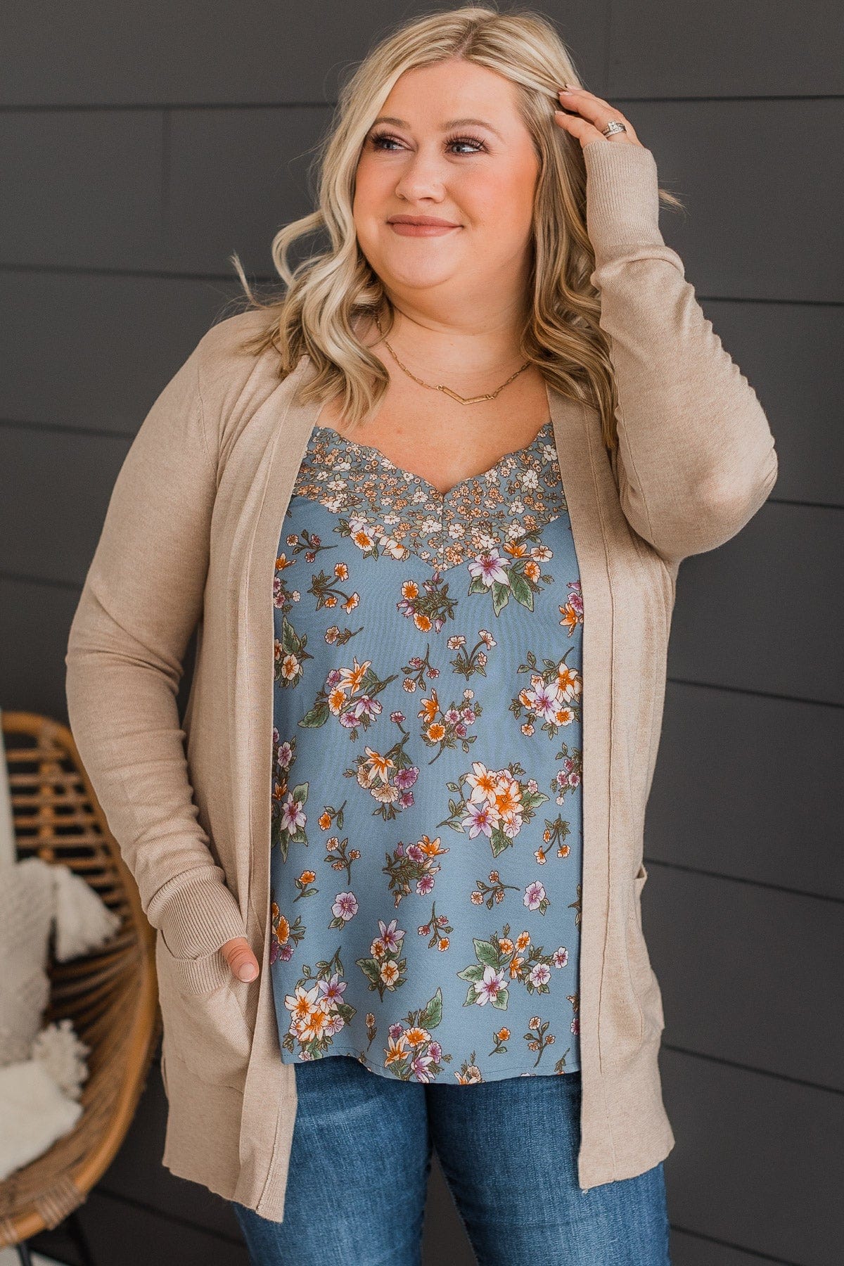 Can't Resist This Knit Pocket Cardigan- Beige - Image 4