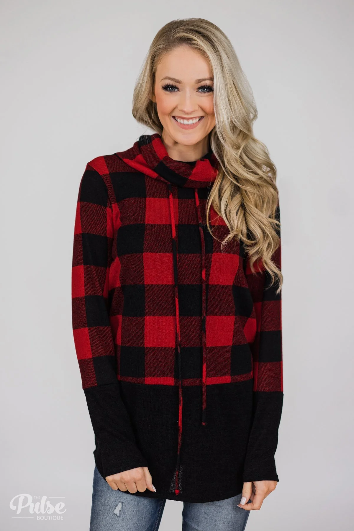 Can't Say No Buffalo Plaid Cowl Neck Top - Image 5