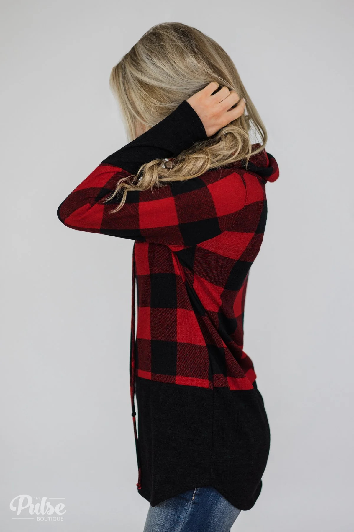 Can't Say No Buffalo Plaid Cowl Neck Top - Image 6