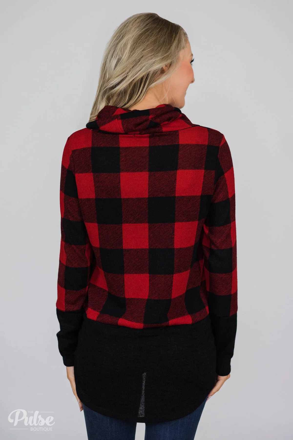 Can't Say No Buffalo Plaid Cowl Neck Top - Image 7