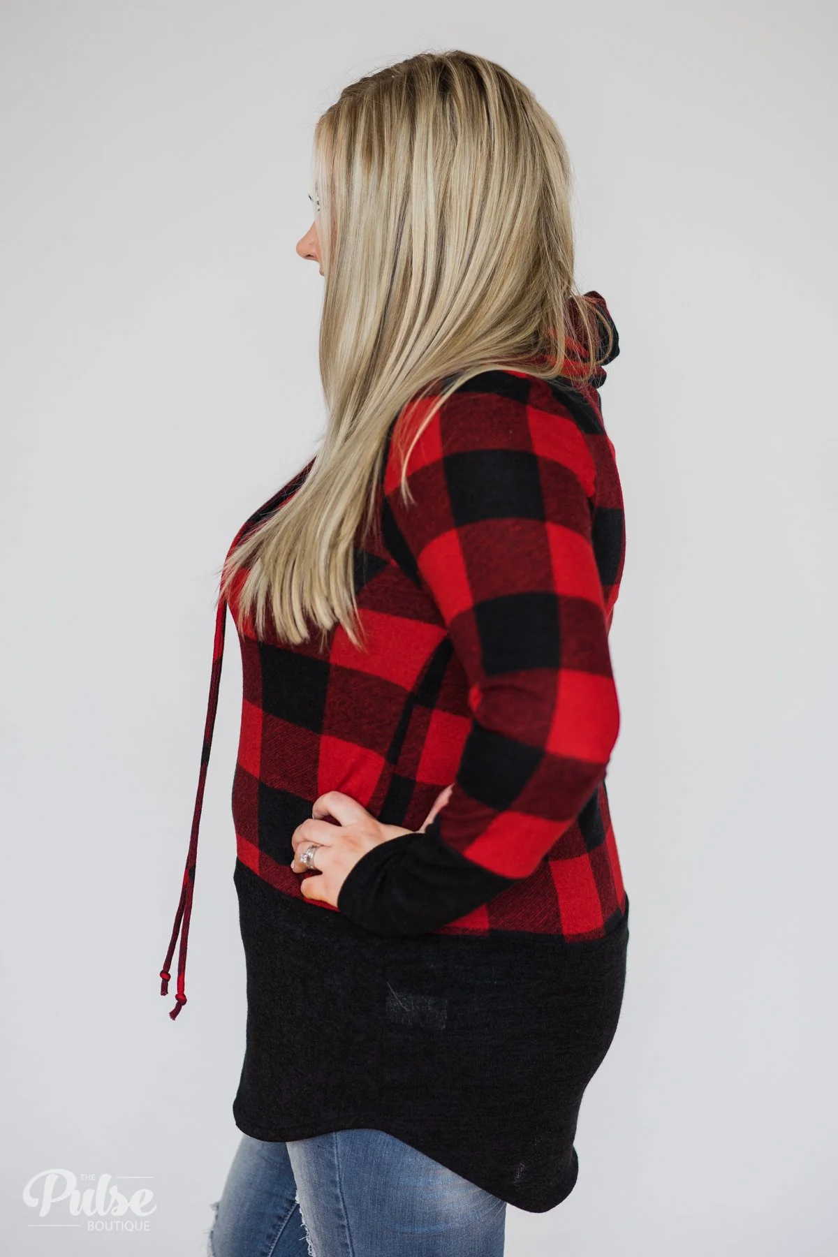 Can't Say No Buffalo Plaid Cowl Neck Top - Image 9