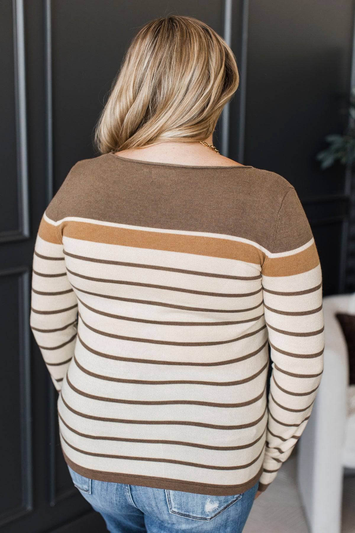 Can't Stay Away Striped Sweater- Brown & Camel - Image 8