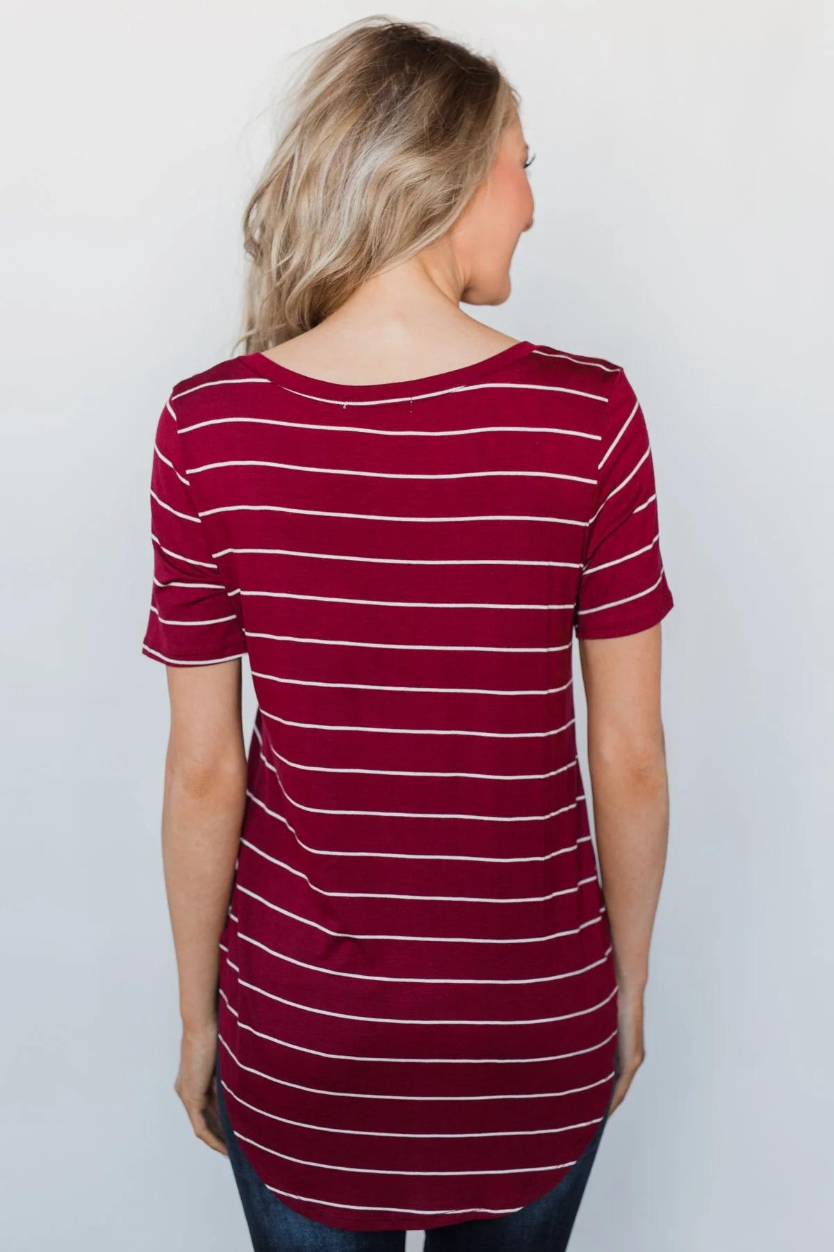 Can't Stay Away Striped Top - Burgundy - Image 9