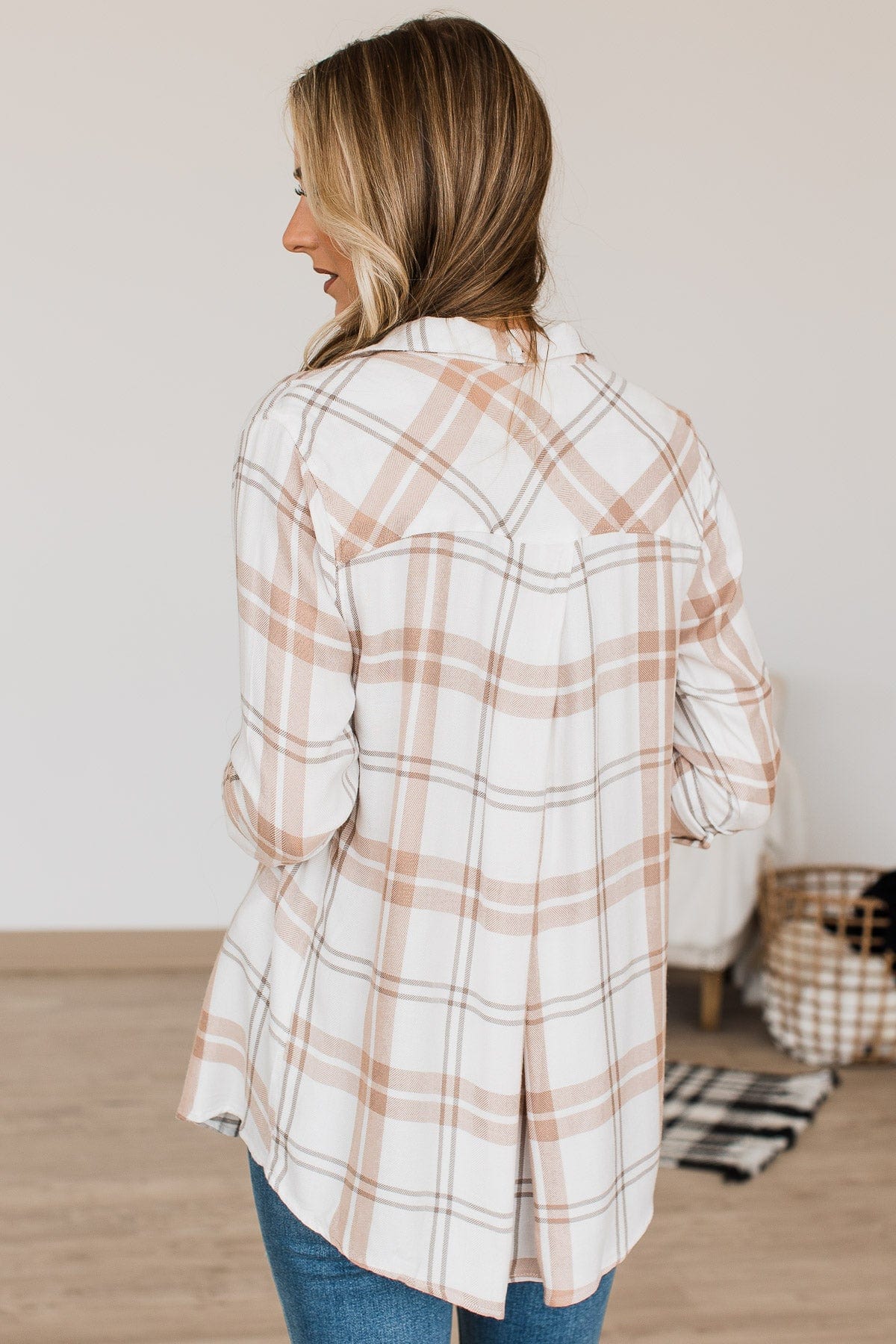 Thread & Supply Can't Stop Me Now Plaid Top- Ivory & Beige - Image 8