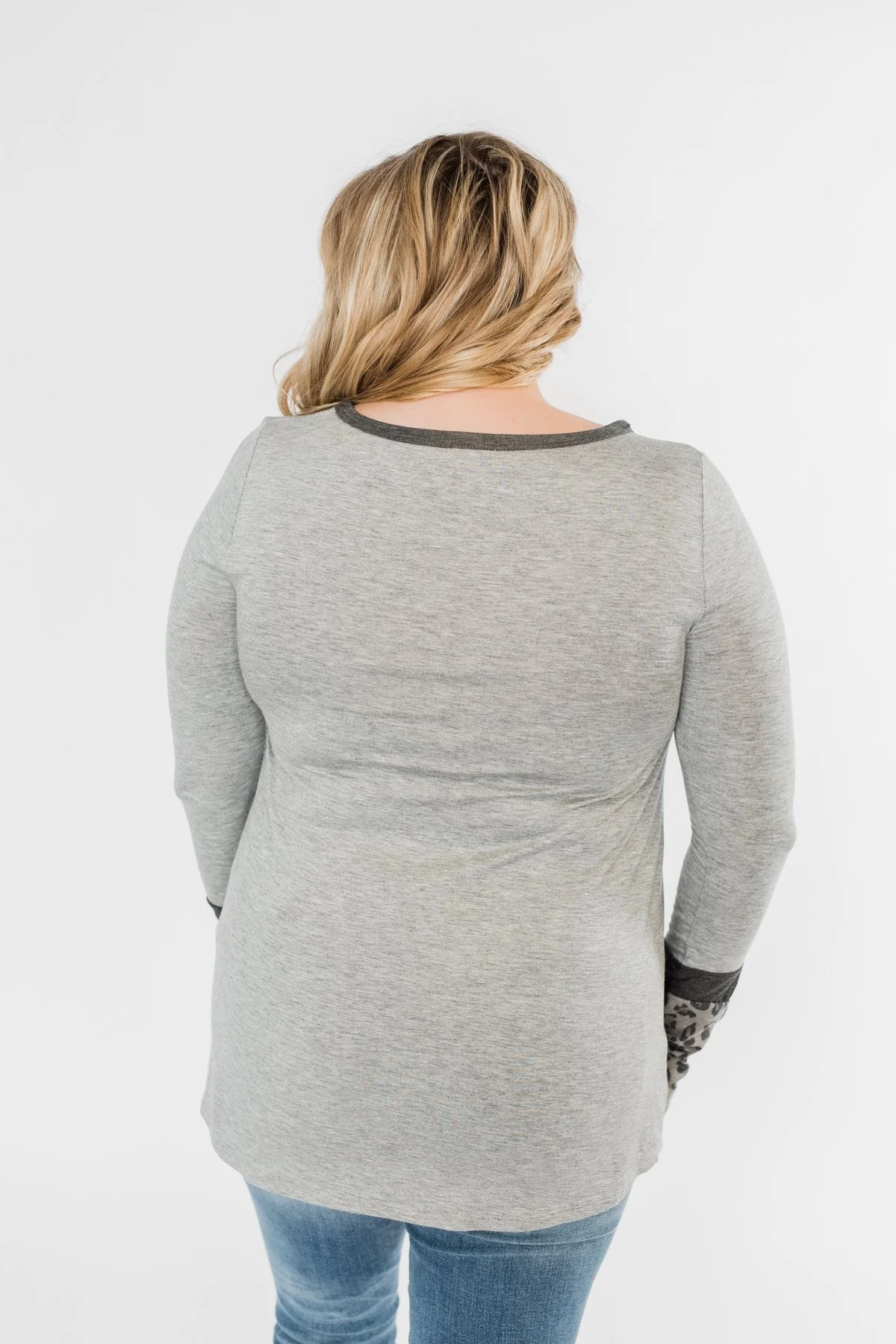 Can't Stop Smiling Long Sleeve Top- Grey - Image 11
