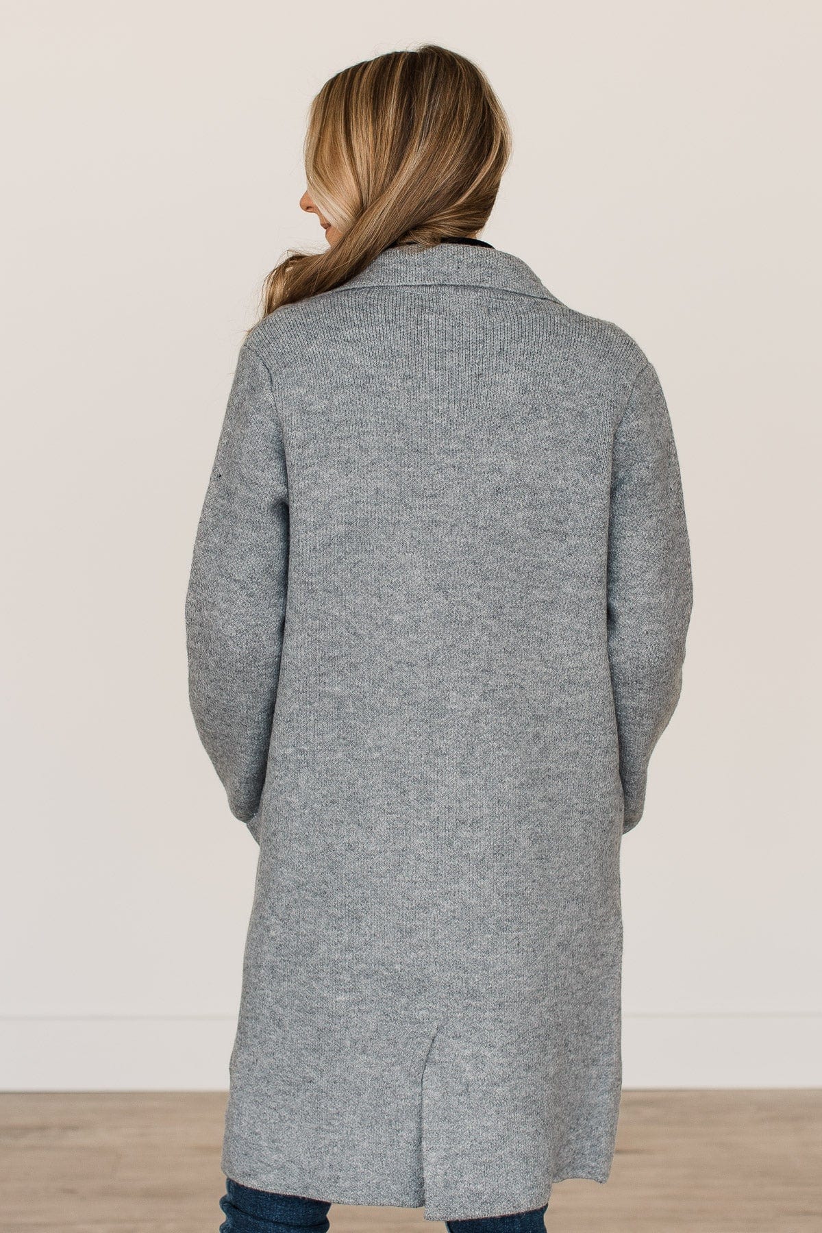 Can't Stop Staring Knit Trench Coat- Heather Grey - Image 8