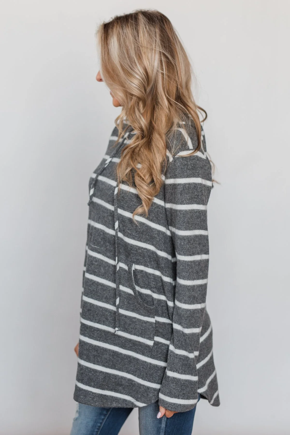 Can't Stop This Feeling Tunic Hoodie - Grey & White - Image 5