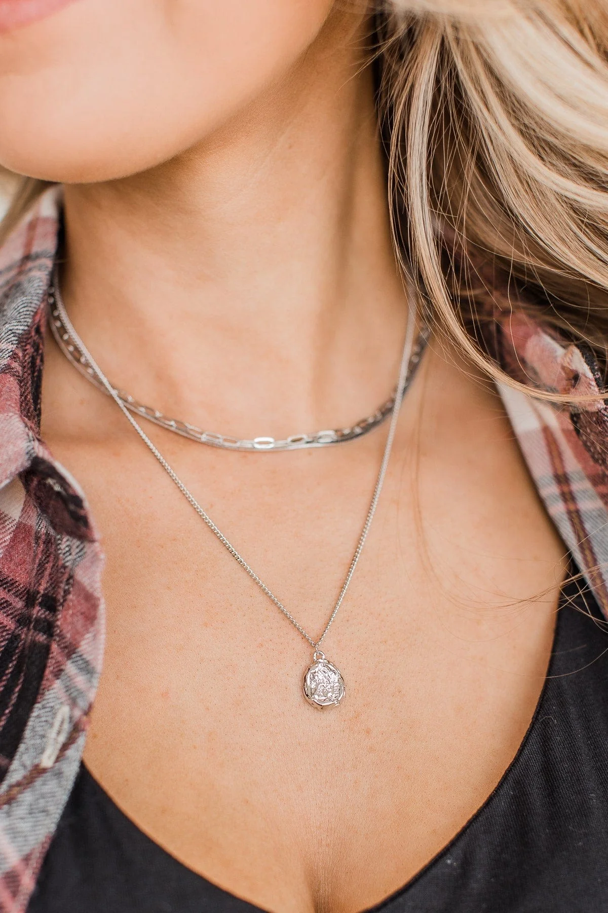 Captivate Me 3-Tier Necklace- Silver - Image 2