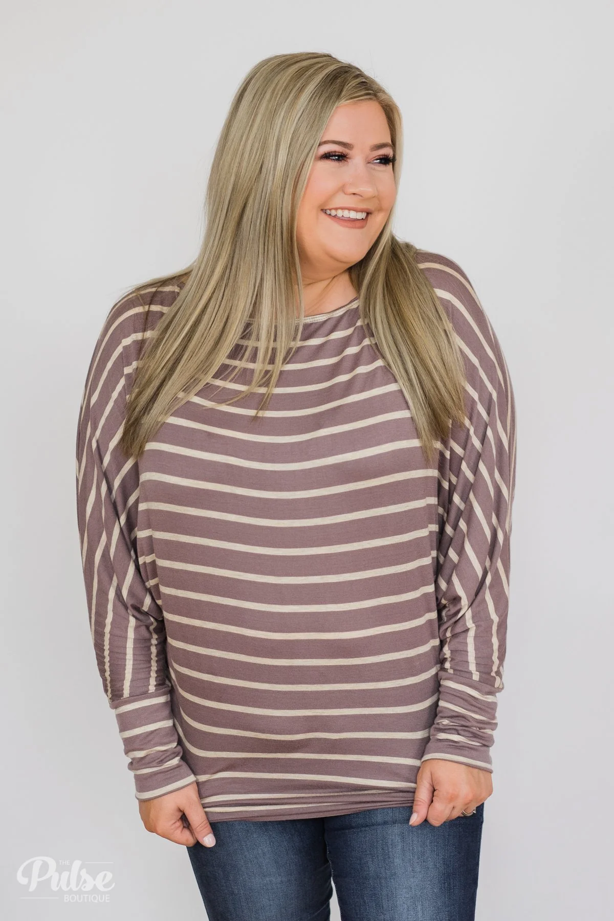 Captivated by Love Striped Top- Purple/Taupe - Image 2